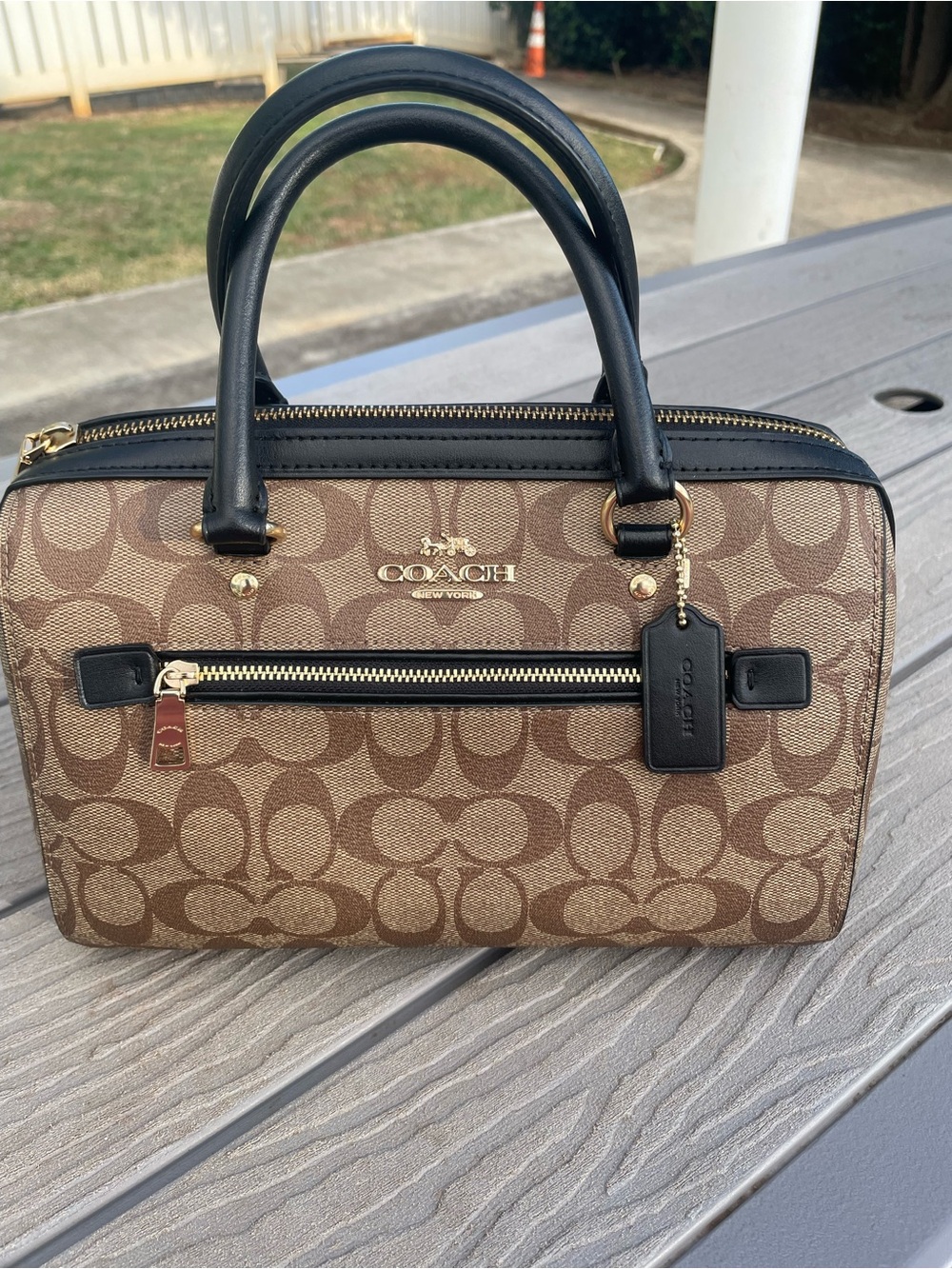 Coach Medium Brown Signature Canvas Rowen